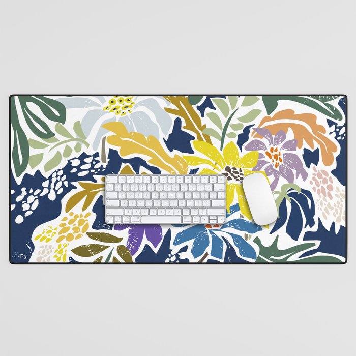 cosmopolitan flowers navy blue Desk Mat Gallery Image 1