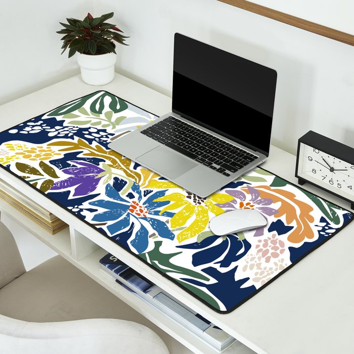 cosmopolitan flowers navy blue Desk Mat Gallery Image 2