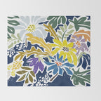 cosmopolitan flowers navy blue Throw Blanket Gallery Image 2
