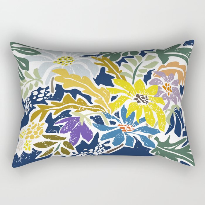 cosmopolitan flowers navy blue Rectangular Pillow Gallery Image 1