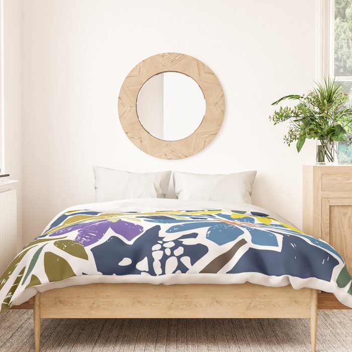 cosmopolitan flowers navy blue Duvet Cover Gallery Image 3