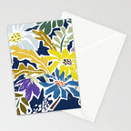 cosmopolitan flowers navy blue Stationery Card Gallery Image 2