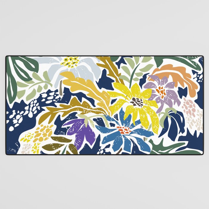 cosmopolitan flowers navy blue Desk Mat Gallery Image 3