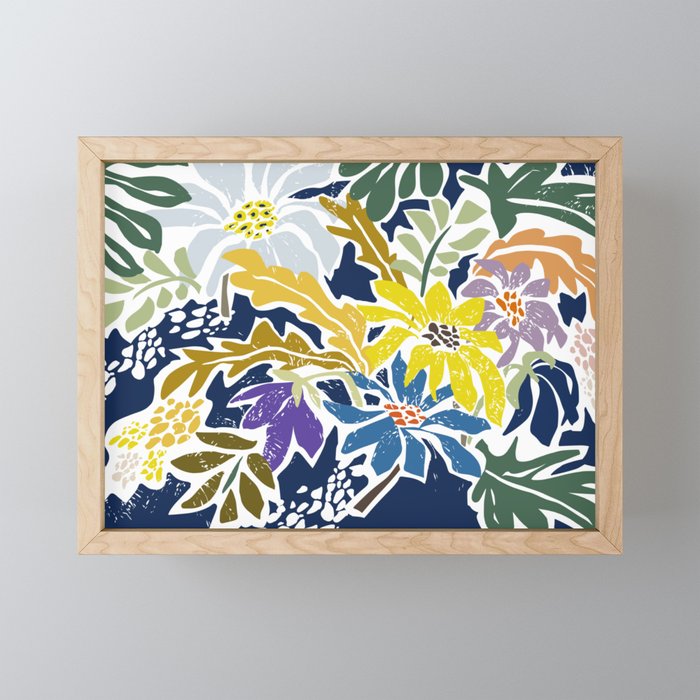 cosmopolitan flowers navy blue Mini Art Print Gallery Image 1