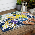 cosmopolitan flowers navy blue Outdoor Rug Gallery Image 2