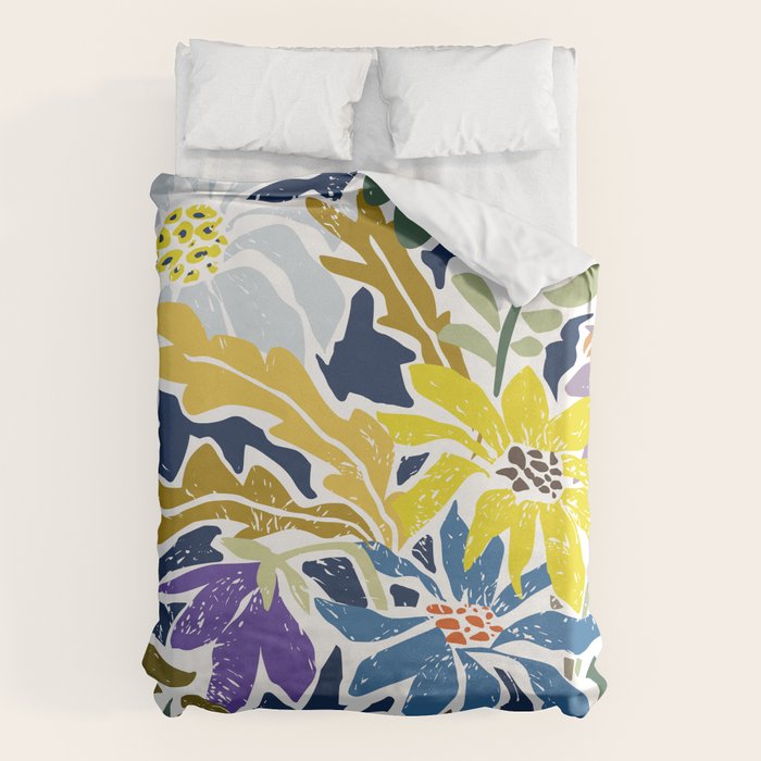 cosmopolitan flowers navy blue Duvet Cover Gallery Image 1