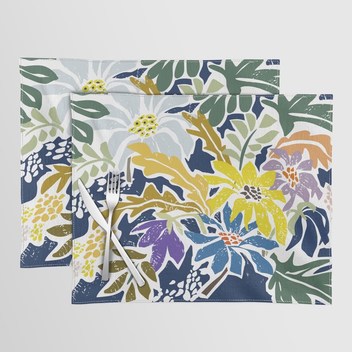 cosmopolitan flowers navy blue Placemat Gallery Image 1