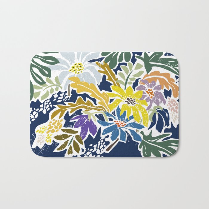 cosmopolitan flowers navy blue Bath Mat Gallery Image 1