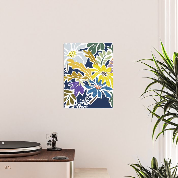 cosmopolitan flowers navy blue Poster Gallery Image 2