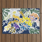 cosmopolitan flowers navy blue Outdoor Rug Gallery Image 1