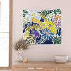 cosmopolitan flowers navy blue Wall Tapestry Gallery Image 2