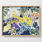 cosmopolitan flowers navy blue Serving Tray Gallery Image 1