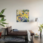 cosmopolitan flowers navy blue Wood Wall Art Gallery Image 2