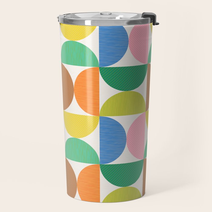 Mid Century Modern Shapes - Multi Color Travel Mug Gallery Image 2
