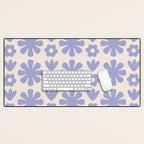 Scandi Floral Grid Retro Flower Pattern in Light Periwinkle Purple and Cream Desk Mat Gallery Image 1