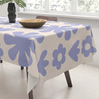Scandi Floral Grid Retro Flower Pattern in Light Periwinkle Purple and Cream Tablecloth Gallery Image 3