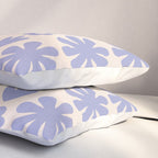 Scandi Floral Grid Retro Flower Pattern in Light Periwinkle Purple and Cream Pillow Sham Gallery Image 3