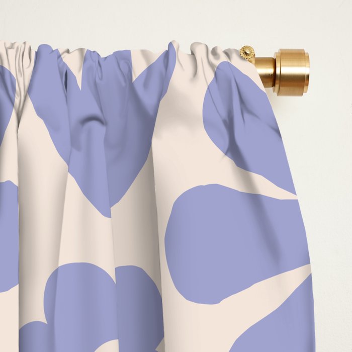 Scandi Floral Grid Retro Flower Pattern in Light Periwinkle Purple and Cream Window Curtain Gallery Image 2