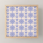 Scandi Floral Grid Retro Flower Pattern in Light Periwinkle Purple and Cream Mini Art Print Gallery Image 1