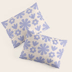 Scandi Floral Grid Retro Flower Pattern in Light Periwinkle Purple and Cream Pillow Sham Gallery Image 3