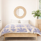 Scandi Floral Grid Retro Flower Pattern in Light Periwinkle Purple and Cream Duvet Cover Gallery Image 3