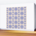 Scandi Floral Grid Retro Flower Pattern in Light Periwinkle Purple and Cream Wall Mural Gallery Image 2