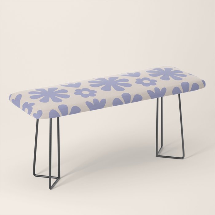 Scandi Floral Grid Retro Flower Pattern in Light Periwinkle Purple and Cream Bench Gallery Image 1