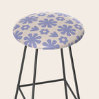 Scandi Floral Grid Retro Flower Pattern in Light Periwinkle Purple and Cream Stool Gallery Image 2