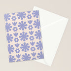 Scandi Floral Grid Retro Flower Pattern in Light Periwinkle Purple and Cream Stationery Card Gallery Image 2