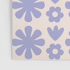 Scandi Floral Grid Retro Flower Pattern in Light Periwinkle Purple and Cream Poster Gallery Image 3