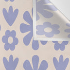 Scandi Floral Grid Retro Flower Pattern in Light Periwinkle Purple and Cream Wall Tapestry Gallery Image 3