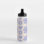 Scandi Floral Grid Retro Flower Pattern in Light Periwinkle Purple and Cream Water Bottle Gallery Image 2