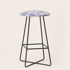 Scandi Floral Grid Retro Flower Pattern in Light Periwinkle Purple and Cream Stool Gallery Image 1