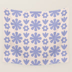 Scandi Floral Grid Retro Flower Pattern in Light Periwinkle Purple and Cream Wall Tapestry Gallery Image 4