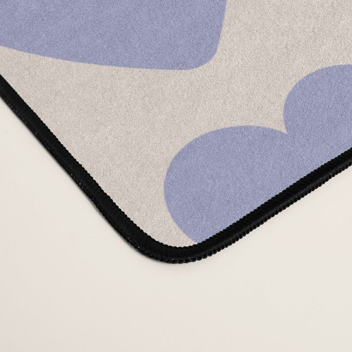 Scandi Floral Grid Retro Flower Pattern in Light Periwinkle Purple and Cream Desk Mat Gallery Image 4