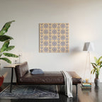 Scandi Floral Grid Retro Flower Pattern in Light Periwinkle Purple and Cream Wood Wall Art Gallery Image 2