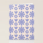 Scandi Floral Grid Retro Flower Pattern in Light Periwinkle Purple and Cream Stationery Card Gallery Image 2