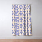 Scandi Floral Grid Retro Flower Pattern in Light Periwinkle Purple and Cream Window Curtain Gallery Image 3