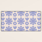 Scandi Floral Grid Retro Flower Pattern in Light Periwinkle Purple and Cream Desk Mat Gallery Image 3