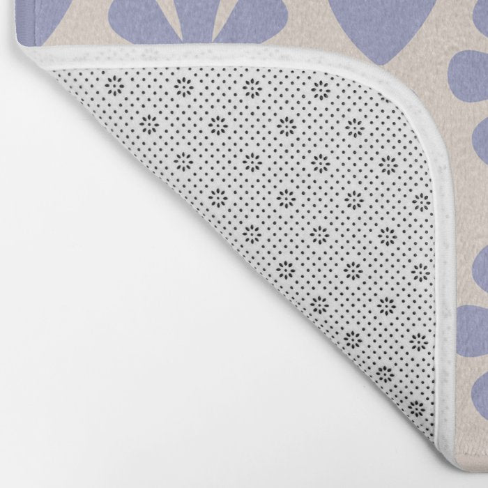 Scandi Floral Grid Retro Flower Pattern in Light Periwinkle Purple and Cream Bath Mat Gallery Image 2