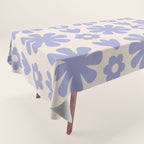 Scandi Floral Grid Retro Flower Pattern in Light Periwinkle Purple and Cream Tablecloth Gallery Image 1