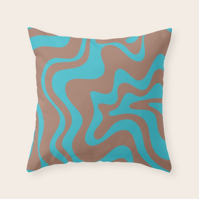 Retro Liquid Swirl Abstract Pattern Inspired by PANTONE 17 1230 Color of the Year Mocha Mousse Throw Pillow Gallery Image 6