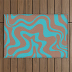 Retro Liquid Swirl Abstract Pattern Inspired by PANTONE 17 1230 Color of the Year Mocha Mousse Outdoor Rug Gallery Image 1
