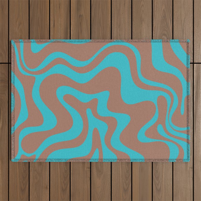 Retro Liquid Swirl Abstract Pattern Inspired by PANTONE 17 1230 Color of the Year Mocha Mousse Outdoor Rug Gallery Image 1