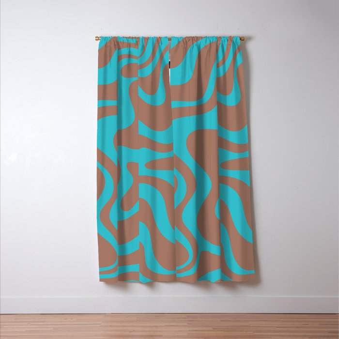 Retro Liquid Swirl Abstract Pattern Inspired by PANTONE 17 1230 Color of the Year Mocha Mousse Window Curtain Gallery Image 3