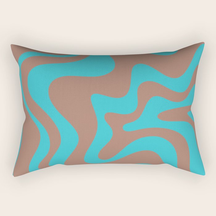 Retro Liquid Swirl Abstract Pattern Inspired by PANTONE 17 1230 Color of the Year Mocha Mousse Rectangular Pillow Gallery Image 2