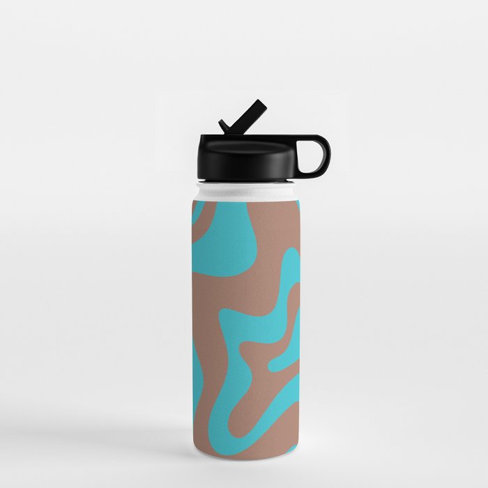Retro Liquid Swirl Abstract Pattern Inspired by PANTONE 17 1230 Color of the Year Mocha Mousse Water Bottle Gallery Image 1