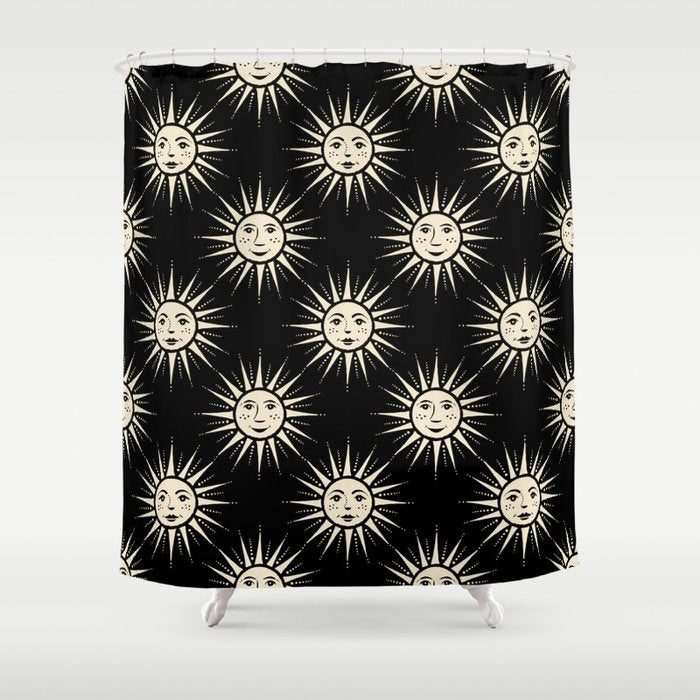 Freckled Suns - black and cream Shower Curtain Gallery Image 1