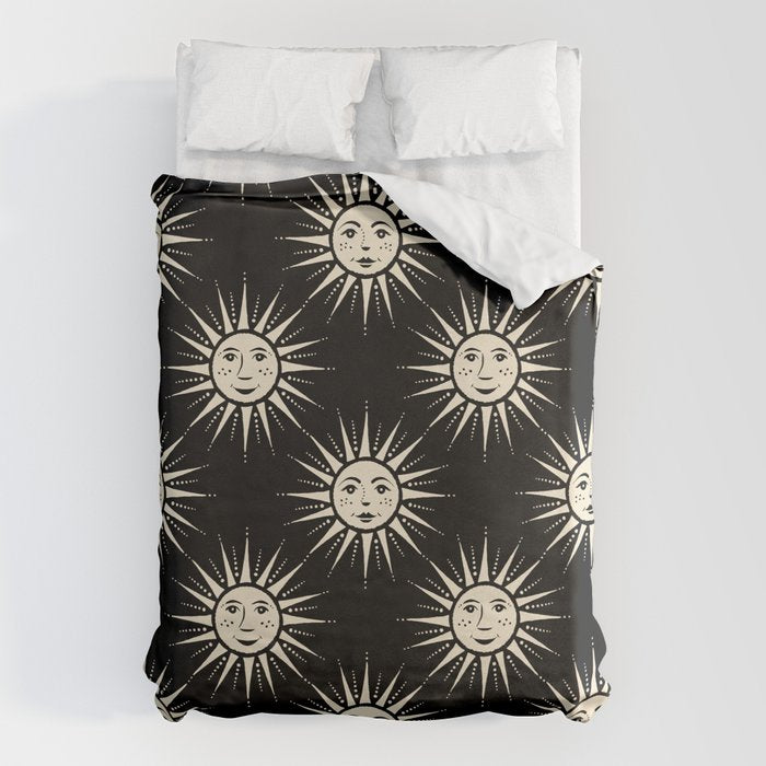 Freckled Suns - black and cream Duvet Cover Gallery Image 1