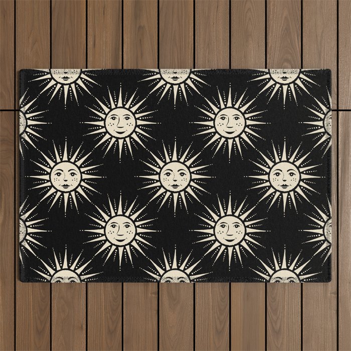 Freckled Suns - black and cream Outdoor Rug Gallery Image 1
